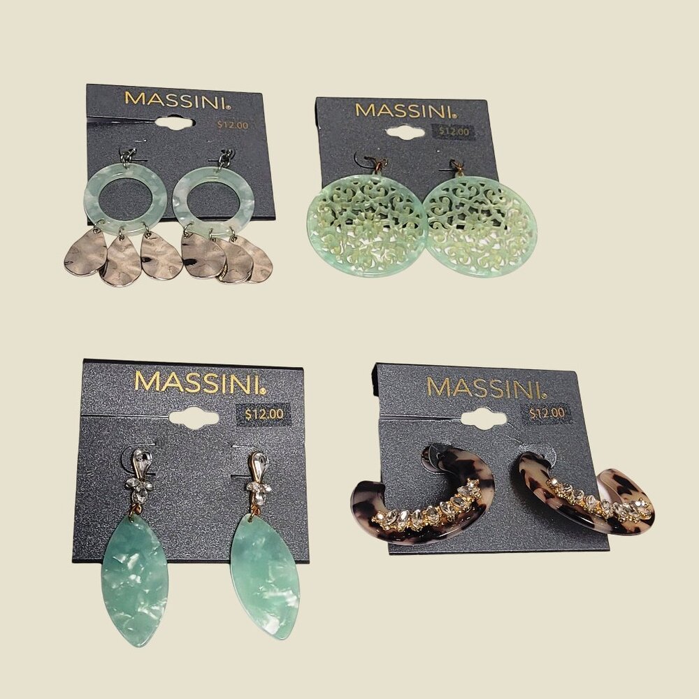 MASSINI Lot of 4 Pairs of Pierced Dangle Earrings